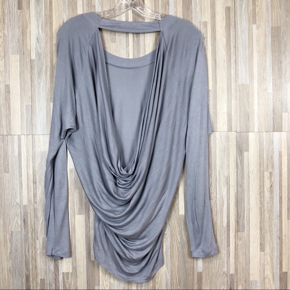 Express | Gray Loose Draped Long Sleeve Blouse